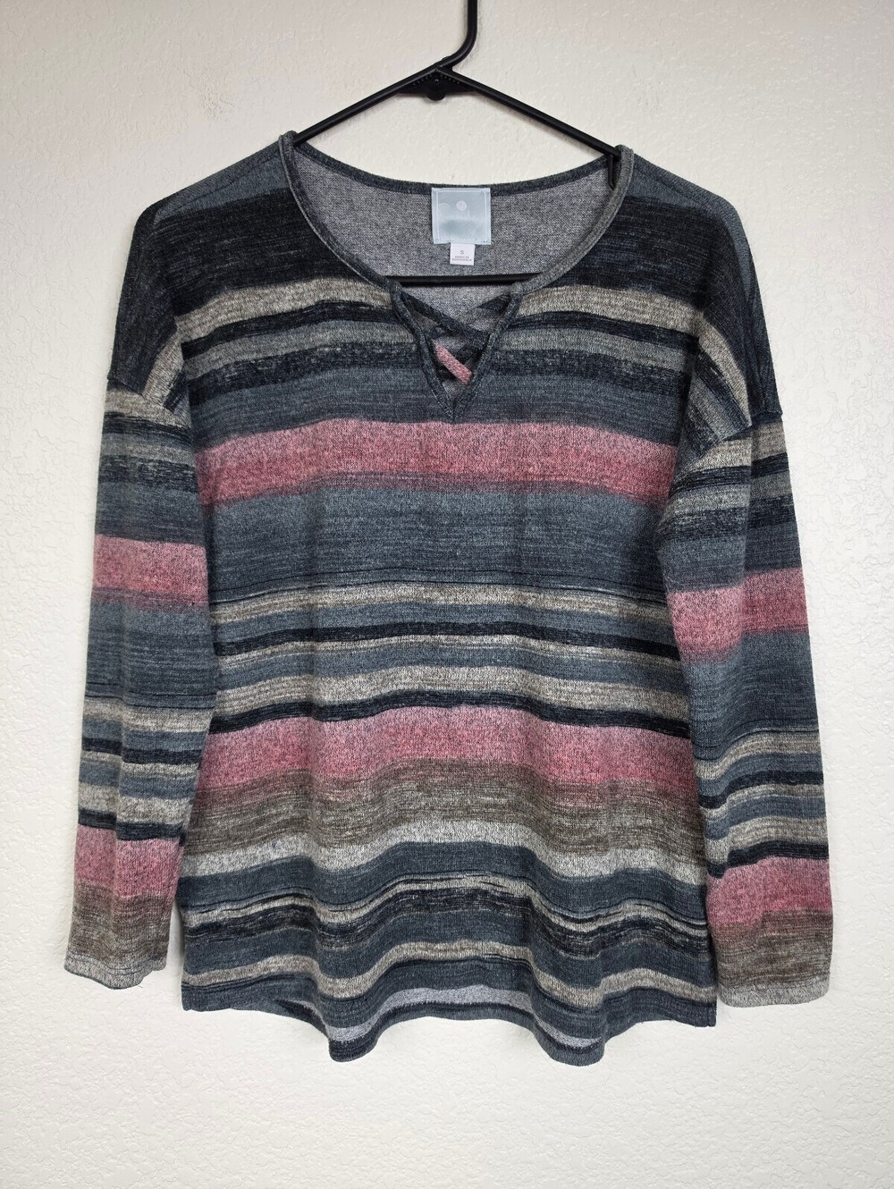 Sunday Women's Striped Long Sleeve Pullover Sweater Small